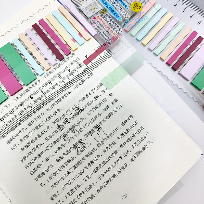KindFuny-Onglets d'index autocollants colorés, 480 feuilles, marqueurs de page, de livre, notes autocollantes, onglets d'annotation, étiquettes autocollantes