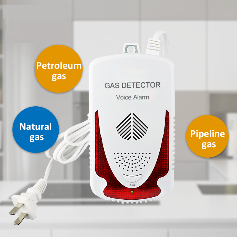 Gas Leak Detector Household Combustible Natural LPG Methane Sensor Alarm System with Solenoid Shut Off Brass Valve DN15