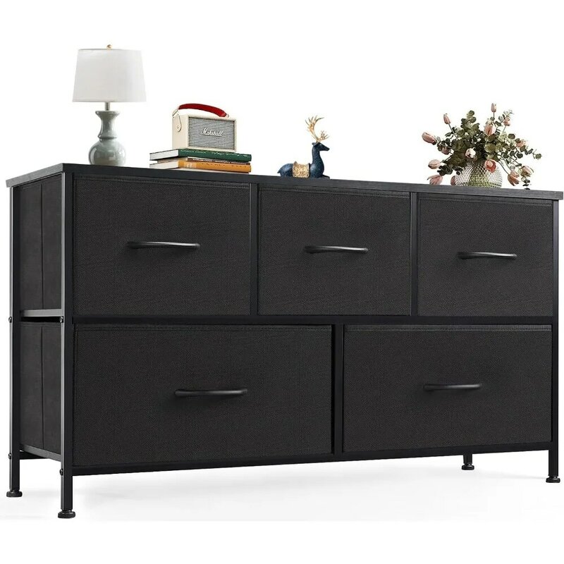Dresser for Bedroom, Storage with 5 Drawer Organizer Closet Chest Small Clothes Fabric Cabinet, Kids Furniture Drawer Binis