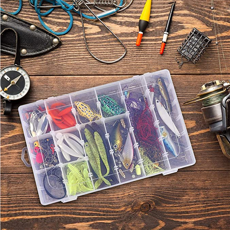 5//10/15 Grids Clear Plastic Storage Jewelry Box Compartment Container for Beads Crafts Jewelry Fishing Tackles Earring Box Case