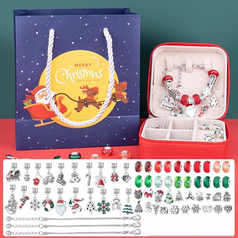 Ensemble de bracelets de bricolage de Noël pour enfants, arbre de Noël réglable, bracelet père Noël, kit de bricolage
