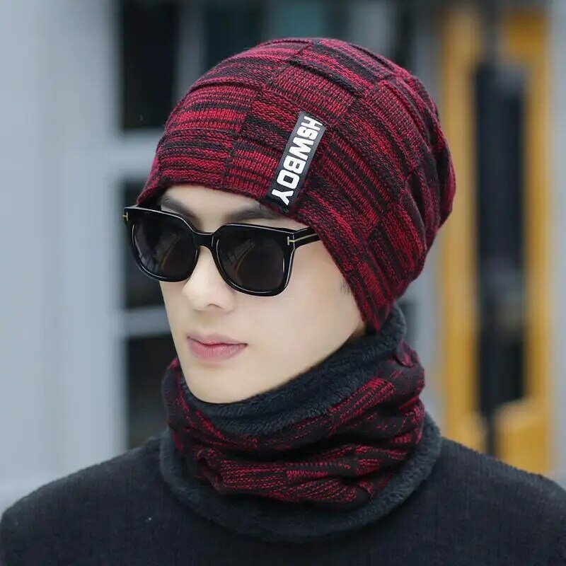 Chapéu Inverno Calor dos homens Espessado e Plushed Versão Coreana Ciclismo Malha Chapéu De Lã Estudante Pullover Headband Chapéu