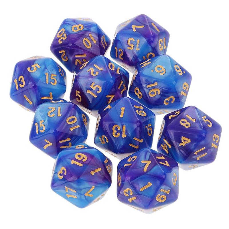 10 Stuks Polyhedral 20 Zijdige Dobbelstenen D20 Dices Rpg Dobbelstenen Bordspel Props Tafelblad Gaming Supplies-Dubbele Kleuren