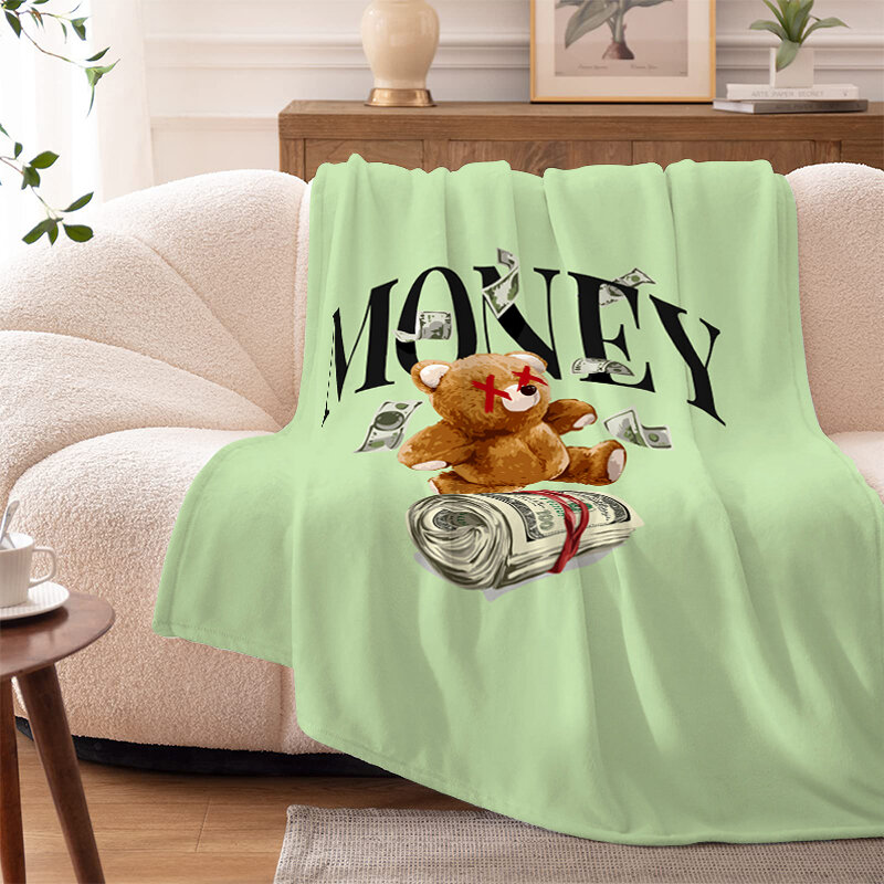 Fleece Blanket Sofa Winter Funny T-Teddys Bear Camping Custom Nap Flannel Cool Fluffy Soft Blankets King Size Microfiber Bedding