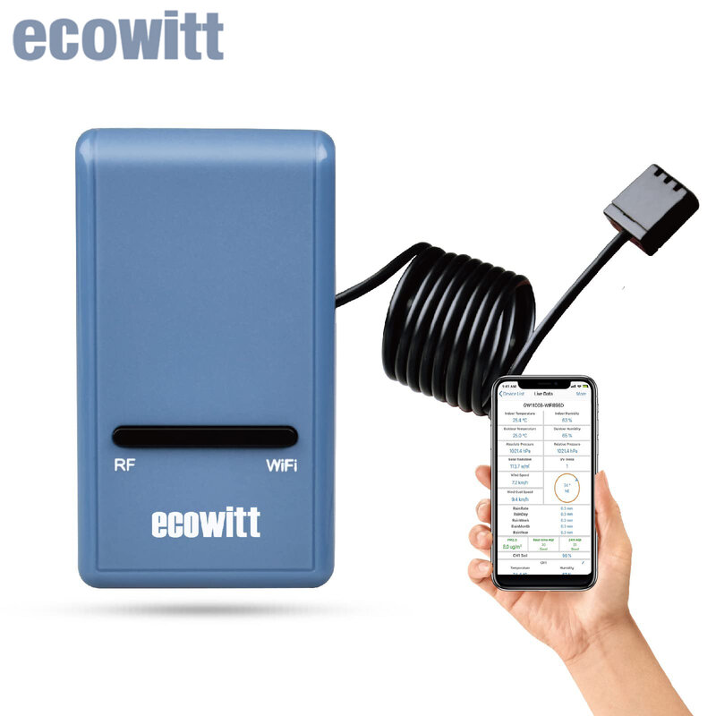 Ecowitt-Wi-Fi Gateway-Termômetro e Higrômetro, Pressão Barométrica, Temperatura Interna, Medidor de Umidade para Casa e Escritório, GW1100