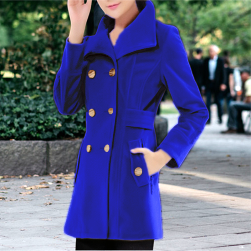 Giacche da donna Streetwear eleganti cappotti con tasche solide con risvolto capispalla in lana allentata da donna doppiopetto per l'autunno inverno