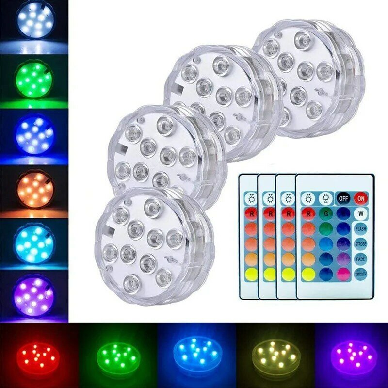 Veilleuse LED multicolore étanche IP68, SubSN, sous-marine, thé, vase, bol, fête, mariage, décoration de Noël
