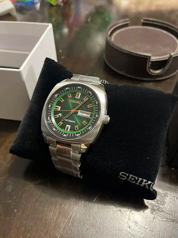SEIKO-Relógio de pulseira de aço impermeável masculino, relógio de pulso automático, rotativo redondo, SNKM, série esportiva, original, 5