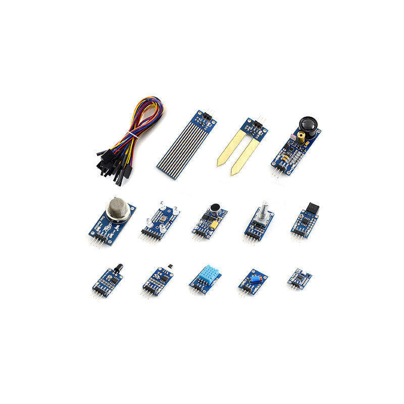 Комплект датчиков Waveshare поддерживает 13 комплектов датчиков Arduino, включая газ, цвет, звук и т. д.