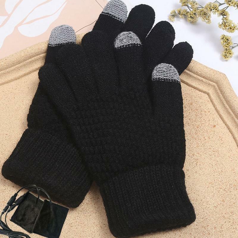 Heated Gloves For Women Velvet USB Powered Mittens Touchscreen Winter Hands Warm Gloves For Males Men Females Women