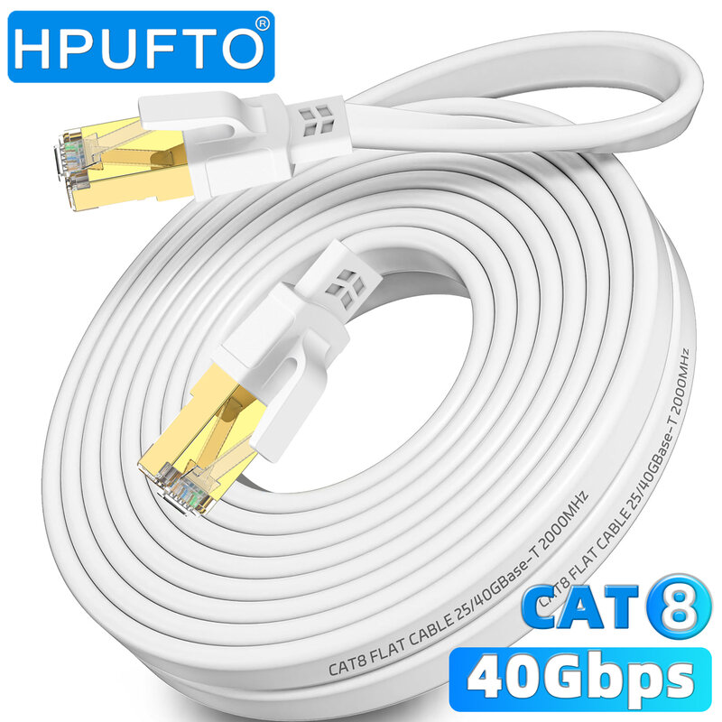 HPUFTO-Câble Ethernet haute vitesse Cat 8, 40Gbps, 2000MHz, câble réseau Internet RJ45 pour PC, routeur, ordinateur portable, câble de raccordement Cat8