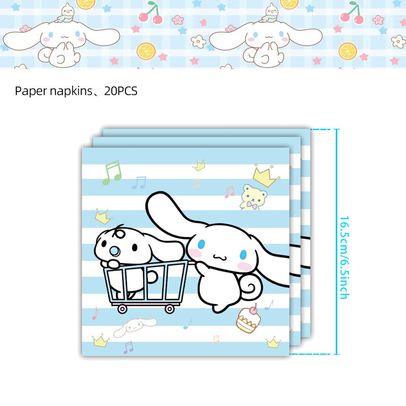 Sanrio Cinnamoroll Verjaardagsfeestartikelen Decoratie Nieuwe Diy Sticker Servies Bord Ballontassen Gunsten Baby Shower Kids Girls