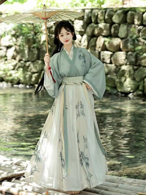 ชุด Hanfu ผู้หญิงจีนโบราณชุดฮาโลวีนชุดคอสเพลย์ผู้หญิงฤดูร้อนชุดสีเขียว Hanfu 3ชิ้นสำหรับผู้หญิง