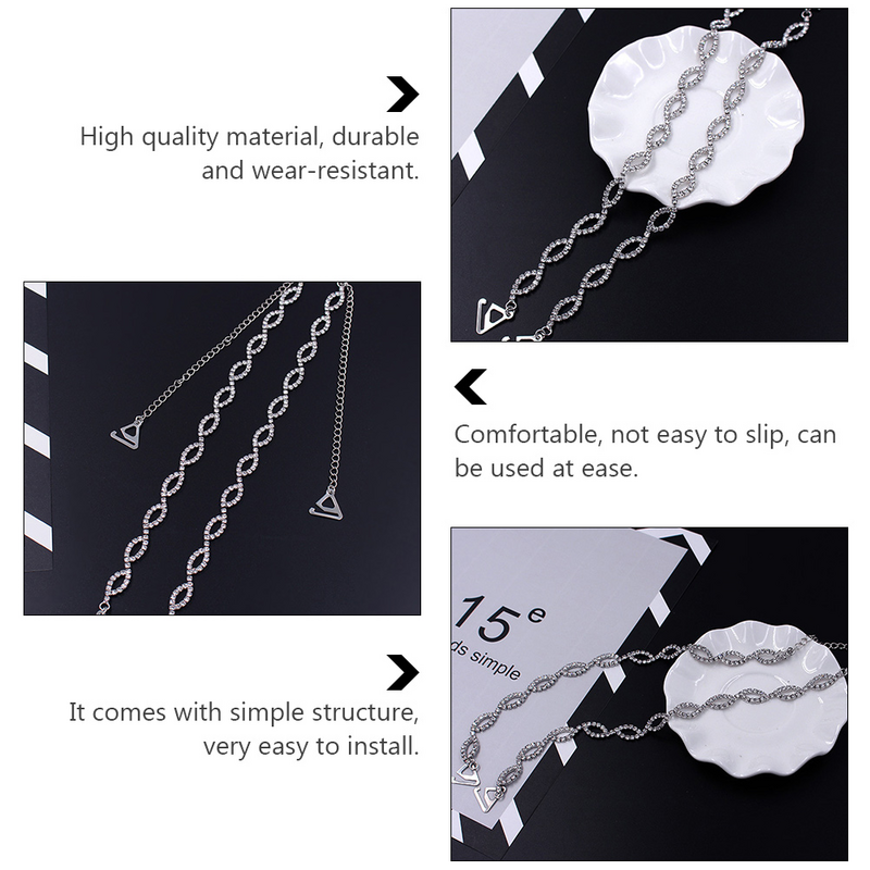 8-Word Rhinestone Shoulder Strap Replacement Straps Practical Dress Charming Belts