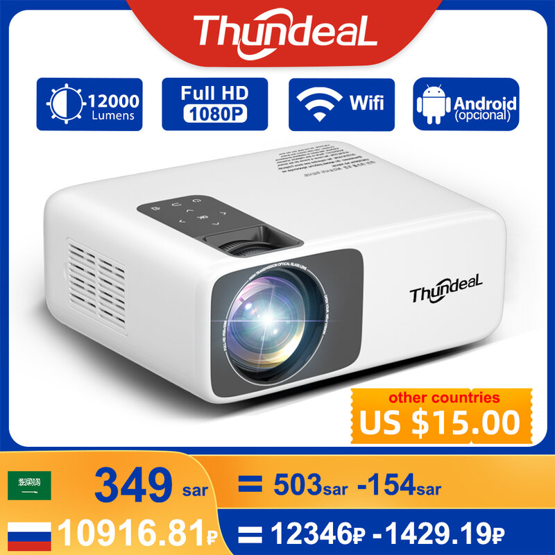 ThundeaL proyector Full HD 1080P 2K 4K vídeo LED 3D portátil, TD93Pro, Mini WiFi Android cine en casa TD93 Pro proyector portátil proyectores de cine en casa 1080p