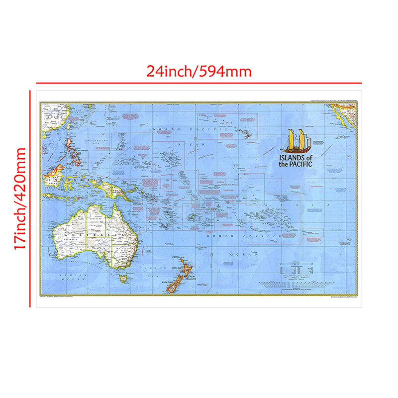 100x150cm Non-woven Spray Painting Map of Asia Pacific Supplement in November 1989 For Living Room Wall Decor