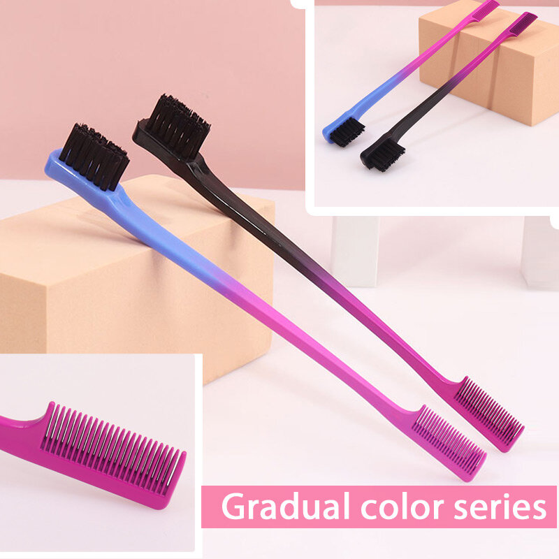 New Double Sided Pintail Brush Hair Styling Edge Control Brush Combs Hair Styling Eyebrow Combing Hair Brush Transparent Handle