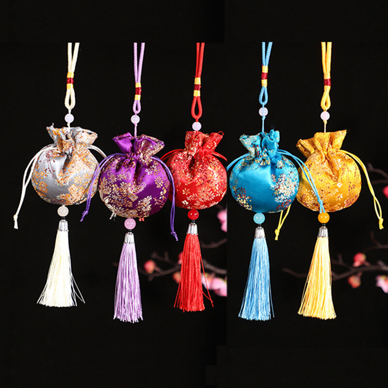 Dragon Boat Festival Carrying Bags Car Lucky Bags Car Accessories Lavender Sachets Empty Bags Circular Tassel Brocade Bags