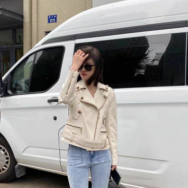 High-quality PU Leather 2023 New Autumn and Winter Women's Jacket Motorcycle Wind Korean Fashion Joker Long-sleeved Coat
