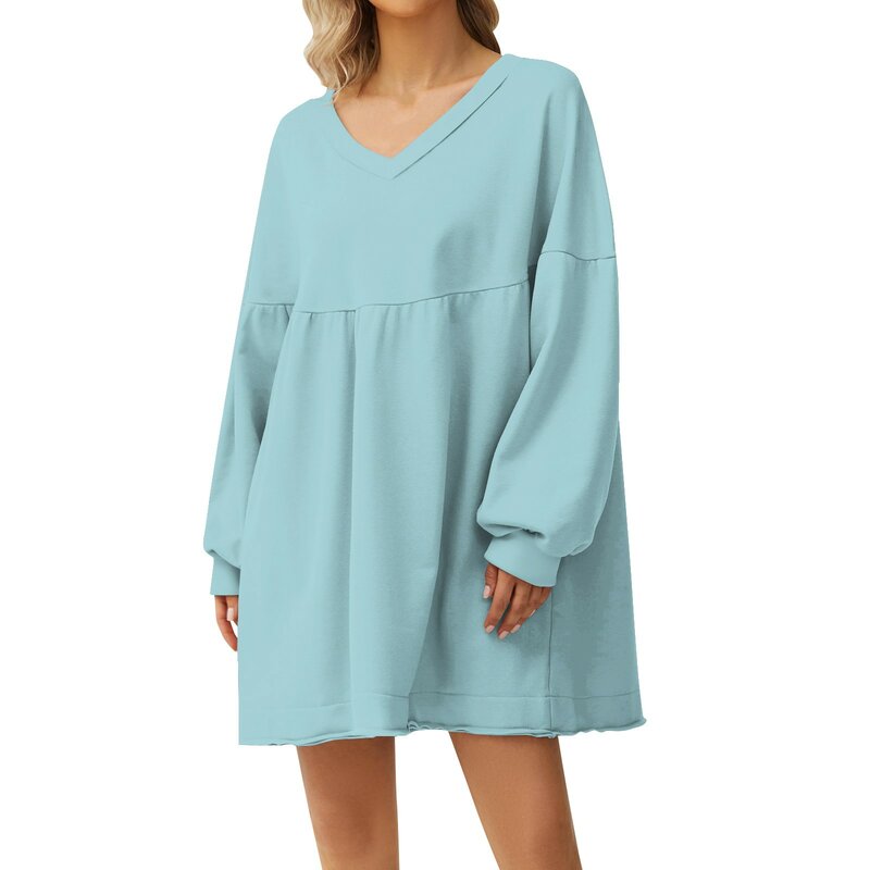 女性のためのエレガントなドレス,膝上,Vネック,長袖,単色,2023
