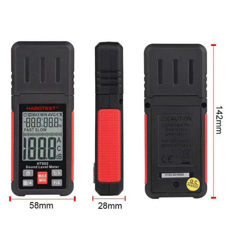 HABOTEST HT602A/HT602B ดิจิตอลอุณหภูมิความชื้นวัด Professional Sonometer Noise Tester