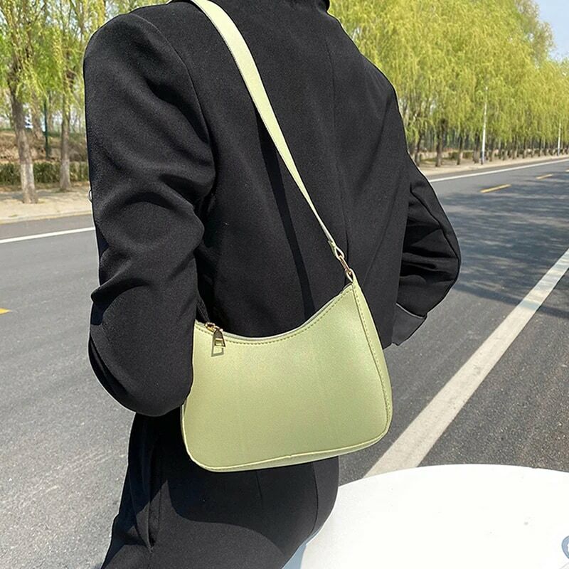 Retro einfarbig pu Leder Schulter Achsel Tasche lässig Frauen Hobos Handtaschen Damenmode Handtaschen