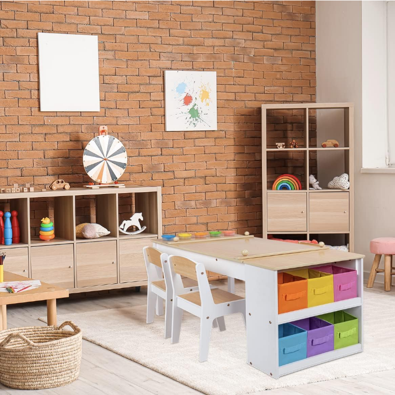 Milliard-escritorio 2 en 1 para niños, mesa de arte y caballete de arte, juego de mesa y silla, artesanía y juego para niños pequeños, mesa de actividades de madera