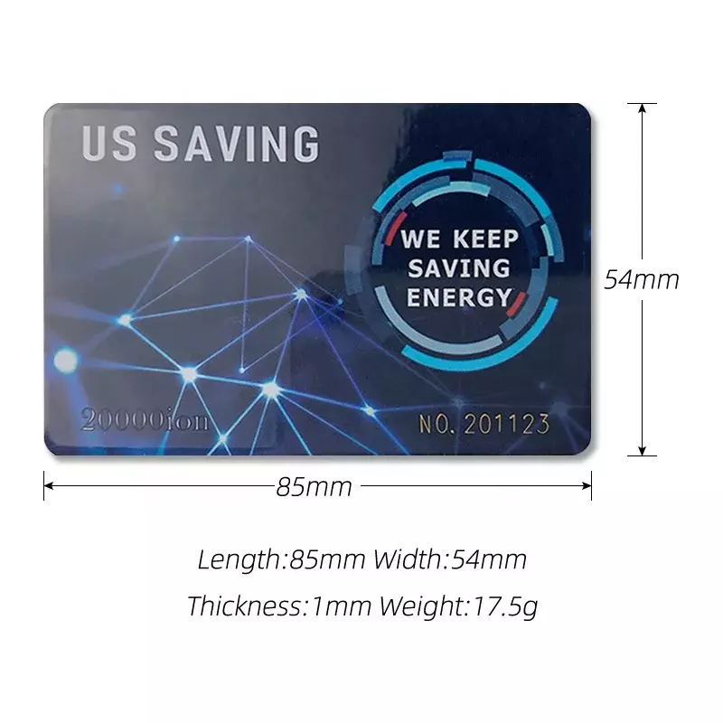 Custom  20000 ions electricity saver negative ion card quantum terahertz energy fuel saving card