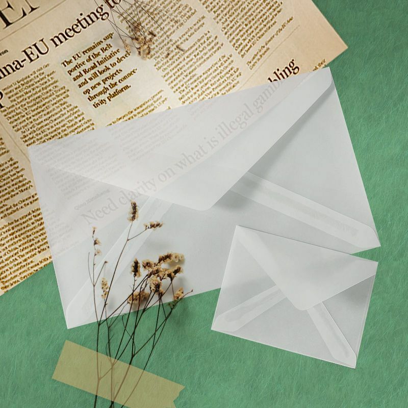 Envelopes translúcidos para convite de casamento, estilo europeu, papel ácido sulfúrico, saco de armazenamento empresarial, 50 pcs/lote