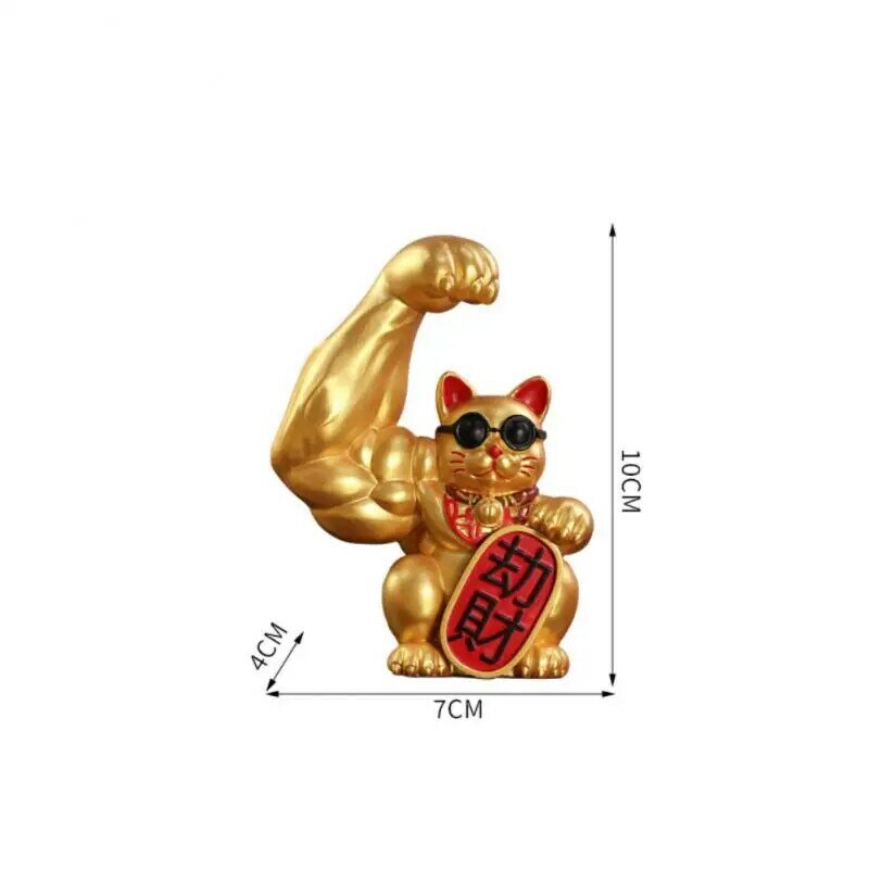 Big Arm Lucky Cat Muscle Figurine, Office Home Decoração Sala de Estar, Fortune Wealth, Acessório Criativo Presentes