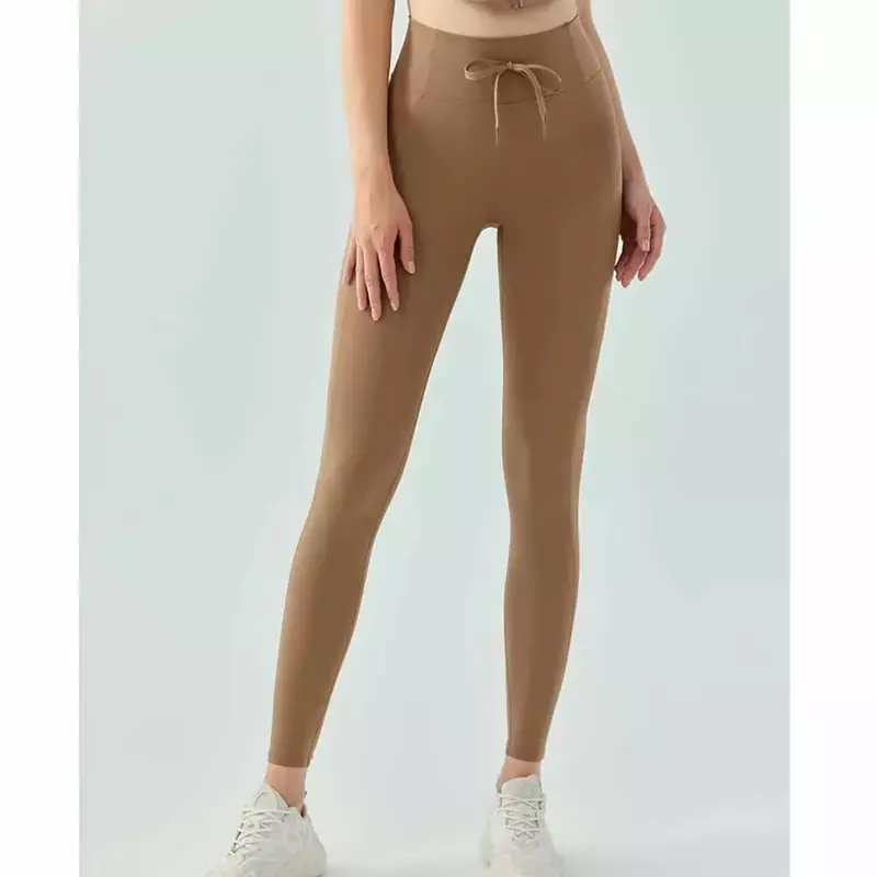 Pantalones deportivos de dibujo de cuerda para mujer, pantalones de Fitness, sin líneas bochornosas, con alta resistencia, desnuda y elasticidad.
