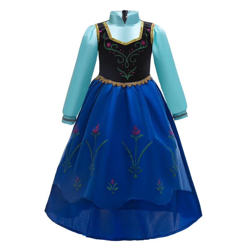 Disfraz de Anna para niñas, vestido de princesa con Cpaes, ropa de Cosplay con luz LED, Reina de la nieve, vestido de lujo para fiesta de cumpleaños