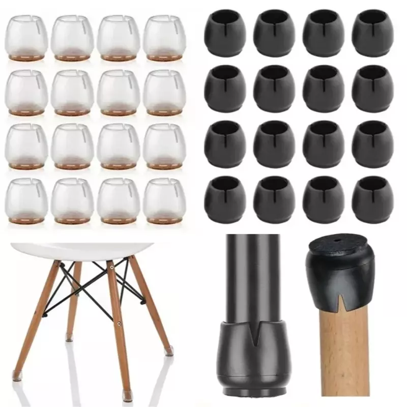 24Pcs Silicone Chair Leg Caps Woodfloor Anti-scratch Protector Mat Non-slip Mute Chair Socks Furniture Legs Protection Cover