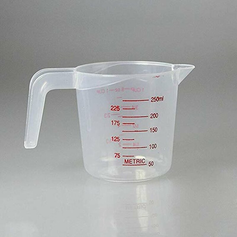 O plástico do produto comestível graduou o recipiente líquido do copo de medição com escala instrumentos de medição portáteis duráveis da ferramenta do copo de measur