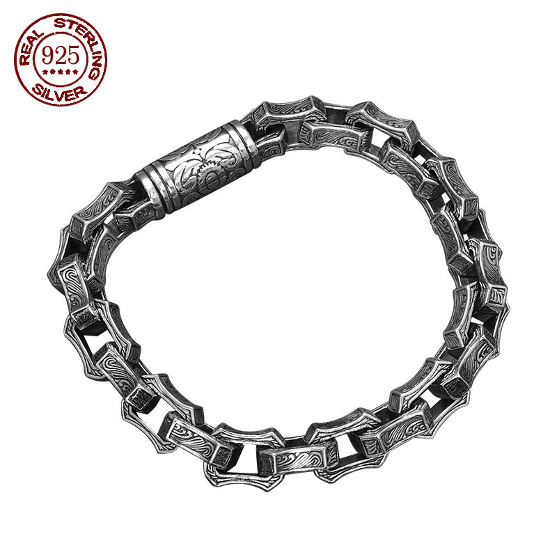 Bracelet à motif d'ange en rotin S925 pour hommes et femmes, design créatif, personnalisé, rétro, bracelets faits à la main, bijoux à la mode