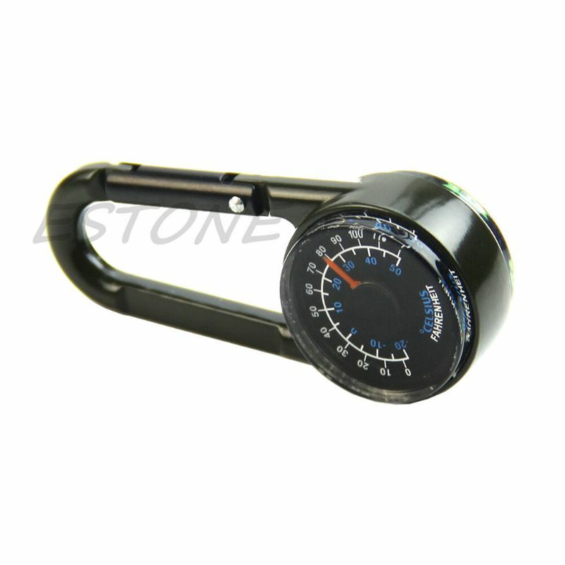 831C Outdoor Multifunktions Wandern Metall Karabiner Mini Kompass Thermometer Keychain