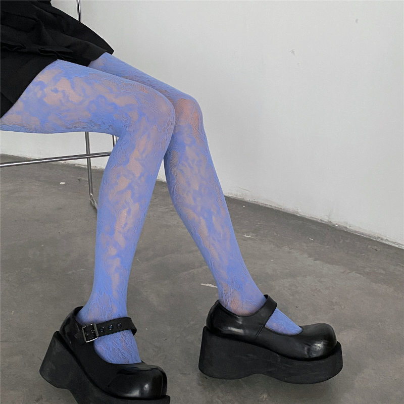 Lolita pizzo calze a rete collant Retro Slim Super Stretch Leggings calze modello Sexy biancheria intima donna collant bianchi