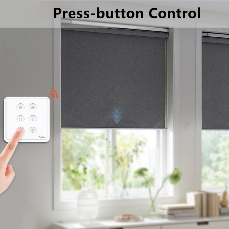 QCSMART-Interruptor de doble cortina con Control remoto, persianas enrollables con temporizador de porcentaje, compatible con Smart Life, Tuya, ZigBee, Alexa y Google Home