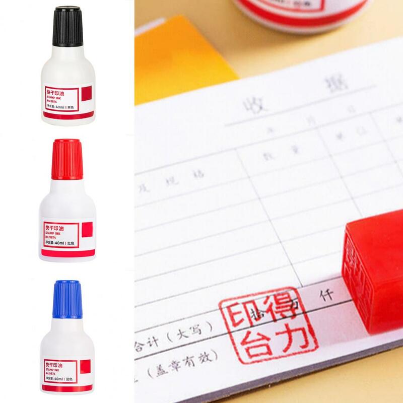 1Pc 40ML Stamp Refill Ink Long-lasting Replacement Ink Durable Vibrant Quick-drying Stamp Pad Refill Ink for Home School Office