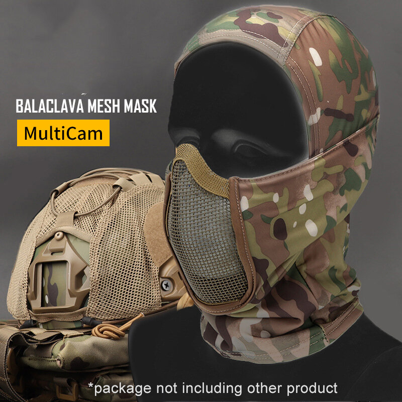 Máscara de cabeza táctica militar Airsoft Paintball CS, pasamontañas de cara completa de malla de acero, protector facial Suave para ciclismo del ejército, juego de guerra