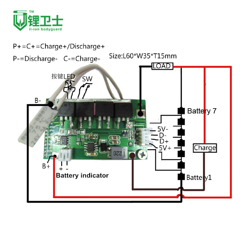Lws 24V 36V 4s 6s 10s 15A PCM Electric Scooter Solar Storage Battery Management System Balance Battery BMS with 5V Output