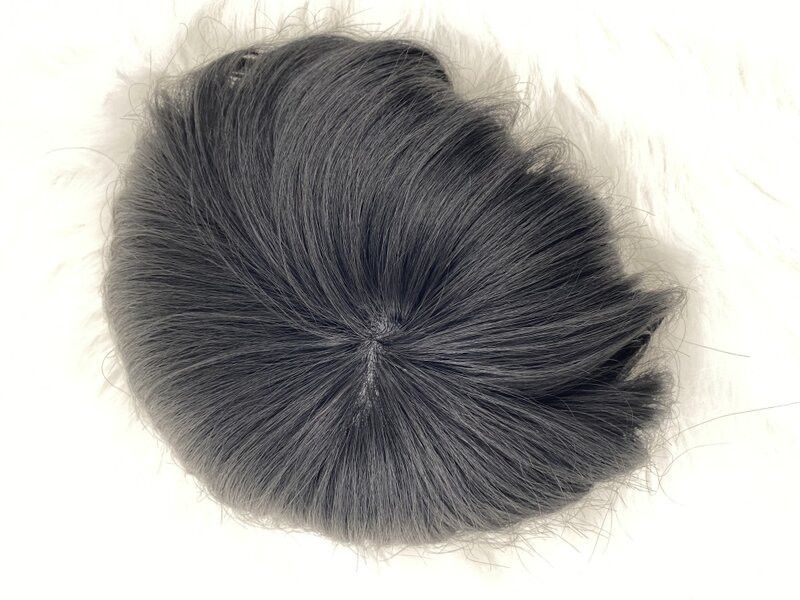 Мужской парик из 100% человеческих волос на силиконовой основе, № 1, инъекция черного цвета, ПУ Топпер с одним узлом, 15 см, 13*18, 14*19, 15*20, 26*21, 20*25