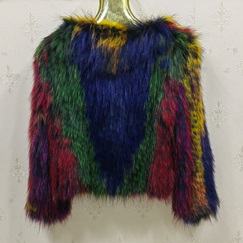 Manteau en fourrure de renard coloré pour femme, tissage de torche, naturel, personnalisé en usine, processus ogo, haut à la mode, 100% réel