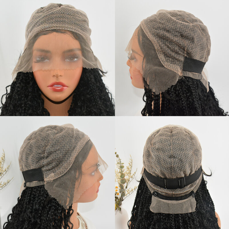Wig panjang renda penuh kepang sintetis, Wig Afro dreadlock panjang untuk wanita 30 inci HD rambut bayi kualitas tinggi tanpa lem