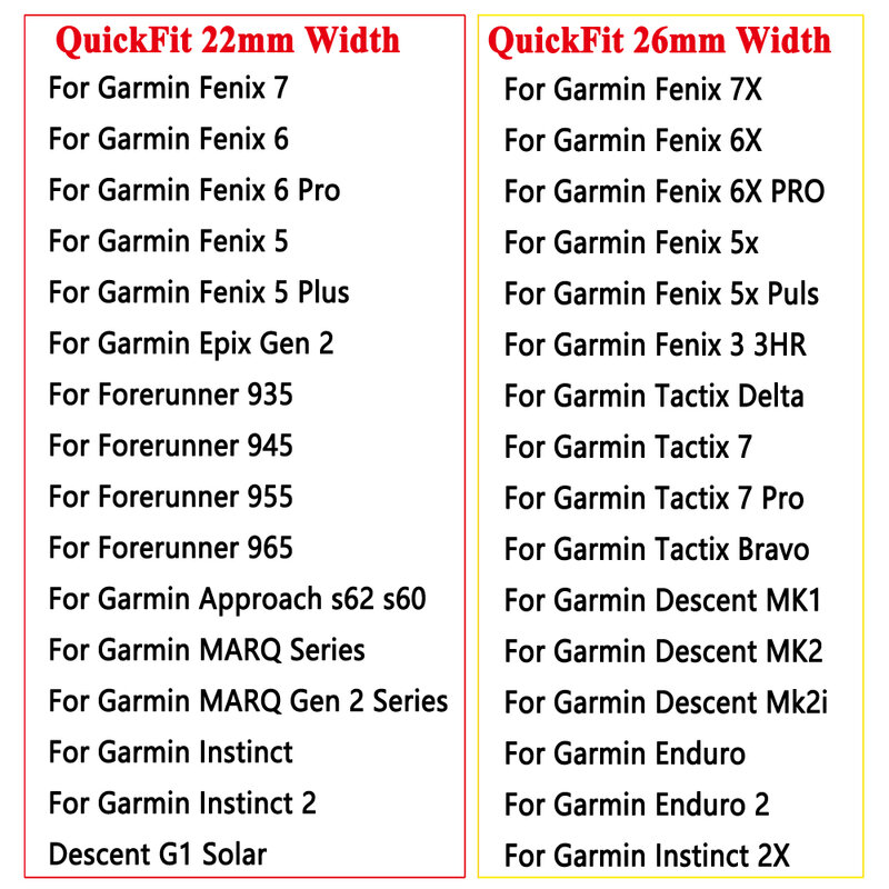 Correa de silicona QuickFit para reloj Garmin Instinct 2X, pulsera Solar de 26mm y 22mm para Garmin Fenix 6X, 6 Pro, 5X, 5 Plus, 7X, 7