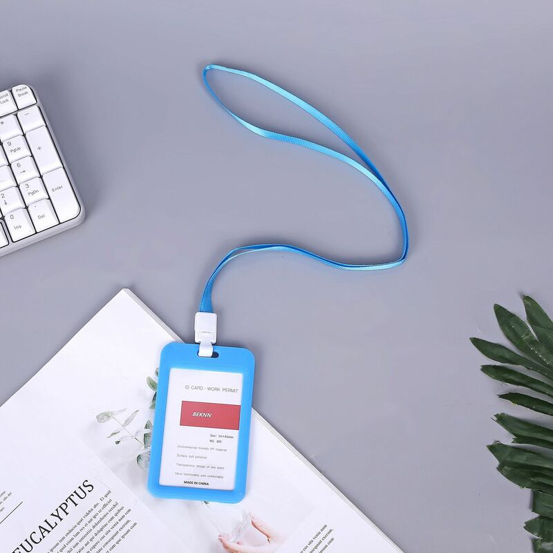Cheap Transparent Credential Badge Holder Lanyard for Business Meeting Visiting Hang Pass Tag ID Card Candy Color Protector Case