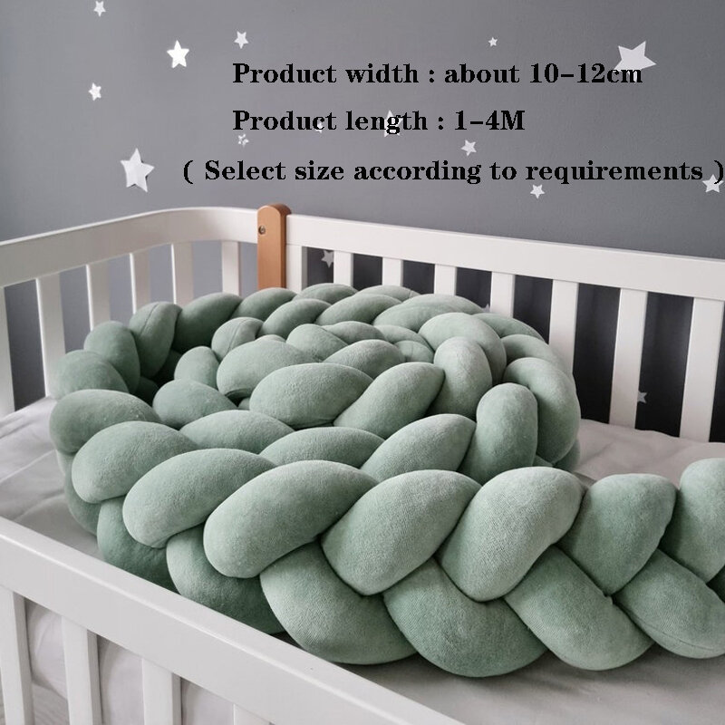 ที่ป้องกันเตียงเด็กทารก1-4เมตรเปลเด็กหมอนอิงหมอนถักเปียกันชนกันชนสำหรับเตียงเด็กตกแต่งห้อง tresse de Lit BEBE
