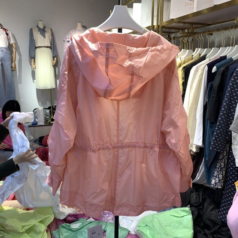 Deeptown Sommer koreanische Mode Wind breaker Jacke Frauen Overs ize Reiß verschluss Kapuze Sonnenschutz jacke japanische 2000s Stil y2k Tops