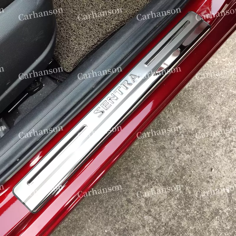 Car Scuff Plates Strip Styling Protector Door Sill Trim Stainless Steel For Nissan Sentra 2024 Pedal Accessories 2023 Stickers