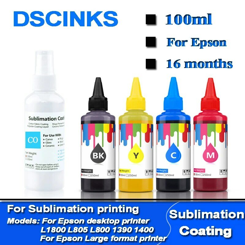 Universal Sublimation ink with Coating for Epson desktop printer heat transfer for T-shirt face mask cotton Mugs 100ml